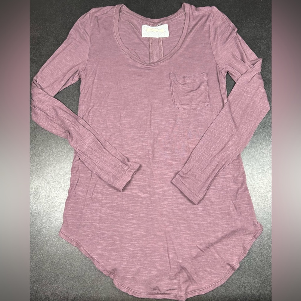 Pure + Good Anthropologie Size S Purple Hi Lo Pocket Top
